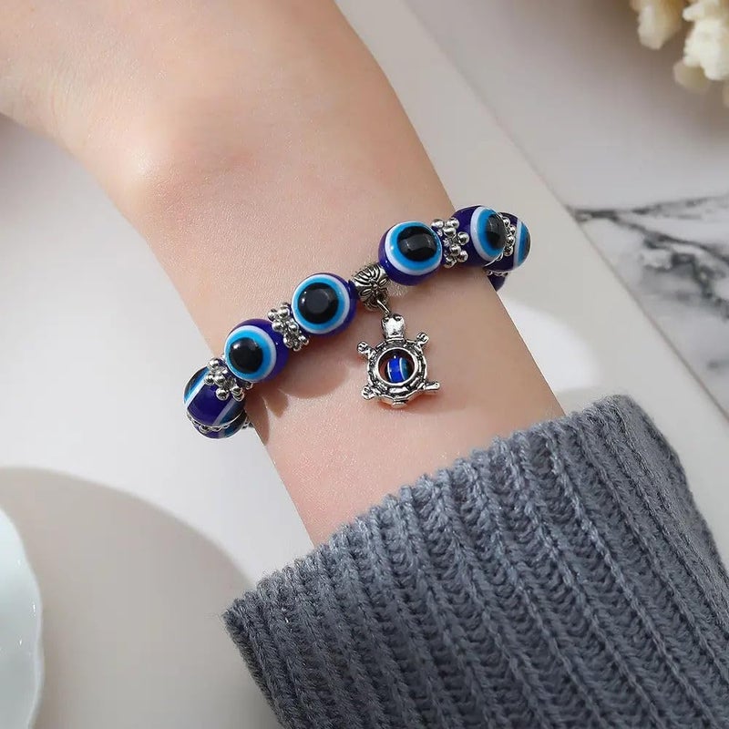 klarako Turkish Blue Eye Bracelet Demon Eye Bracelet,Evil Eye Charms for Bracelets,Evil Eye Beaded Bracelet,Evil Eye Bracelet for Women,Evil Eye Jewelry,Turkish Blue Evil Eye Beaded Bracelet (A) - Image 4