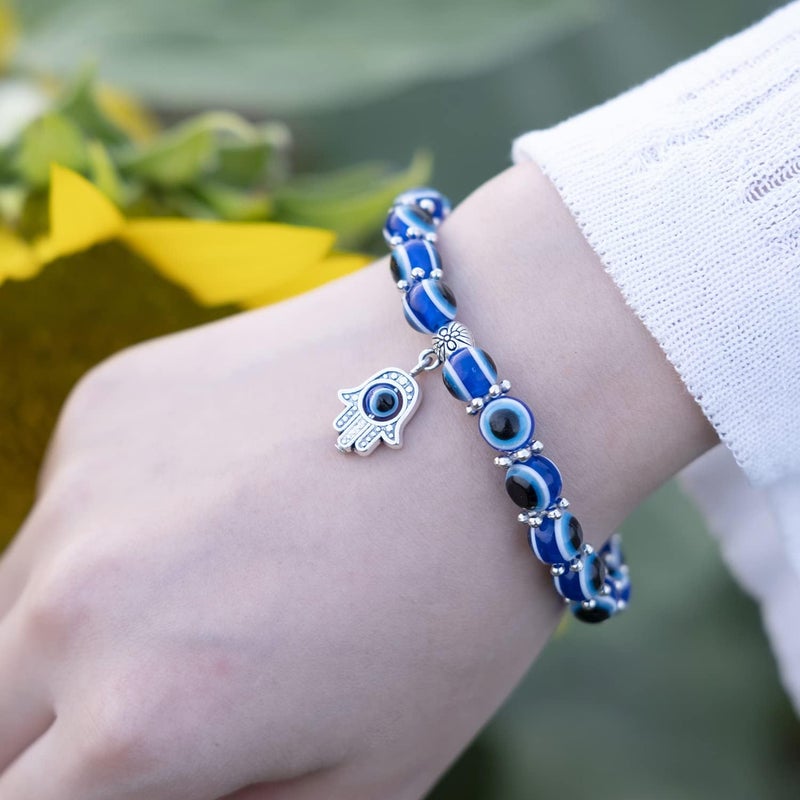 klarako Turkish Blue Eye Bracelet Demon Eye Bracelet,Evil Eye Charms for Bracelets,Evil Eye Beaded Bracelet,Evil Eye Bracelet for Women,Evil Eye Jewelry,Turkish Blue Evil Eye Beaded Bracelet (A) - Image 3