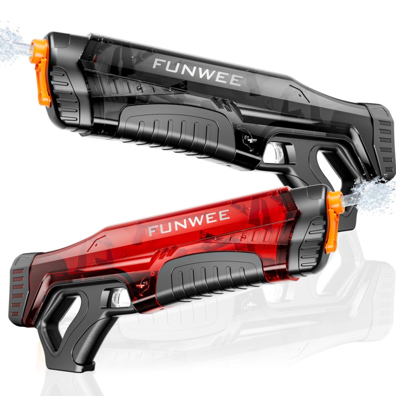 Funwee Electric Water Guns for Adults Kids Automatic Water Reload Shooting Over 250 Blasts Water Blaster Squirt Gun Up to 32 FT Long Range Summer Beach Pool Backyard Outdoor Toys BlackRed - Image 3