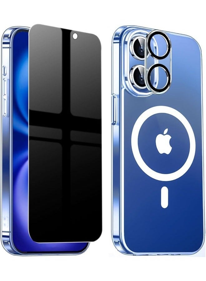 ELTRAZONE Privacy Case for iPhone 16 Plus, Clear Magnetic iPhone 16 Plus Case with Privacy Screen Protector & Camera Protector, Ultra Slim Shockproof TPU Bumper Hard PC Cover – Full Protection, Wireless Charging Compatible - Image 1