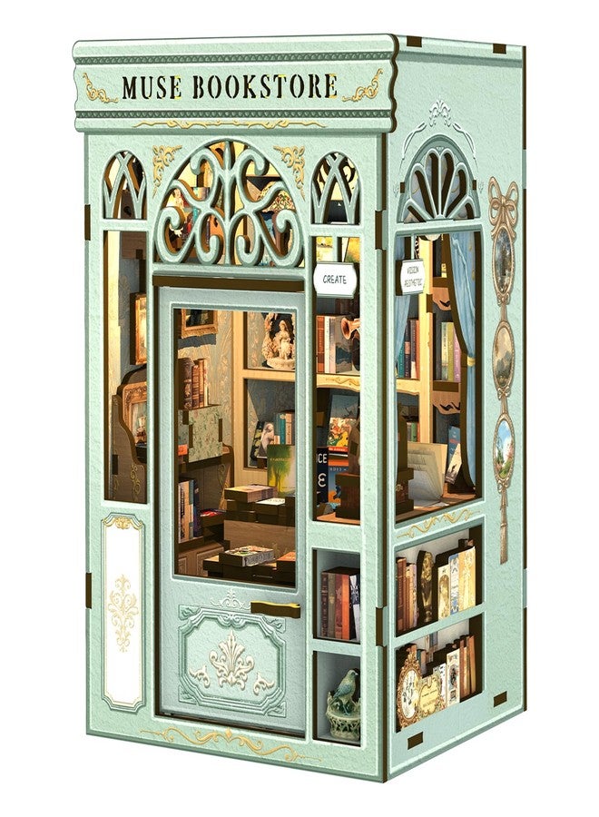 CUTEBEE DIY Book Nook Kit, Miniature House Kits for Adult and Teens, DIY Miniature Book Nook kit with Sensor Led Light, Gifts for Lovers and Family (Muse Bookstore) - Image 1