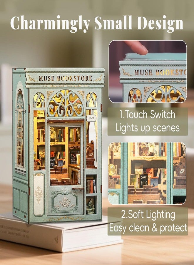 CUTEBEE DIY Book Nook Kit, Miniature House Kits for Adult and Teens, DIY Miniature Book Nook kit with Sensor Led Light, Gifts for Lovers and Family (Muse Bookstore) - Image 3