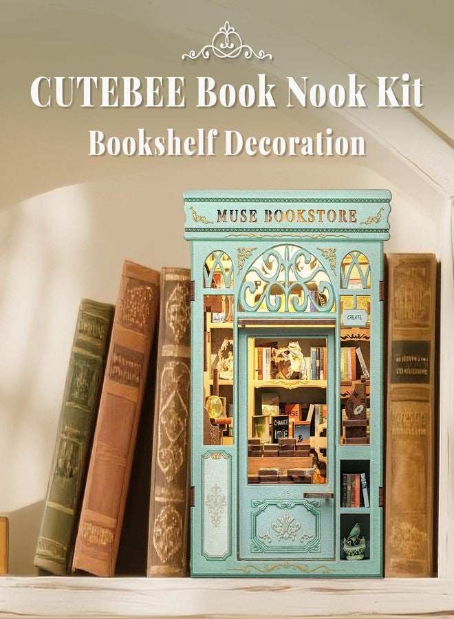 CUTEBEE DIY Book Nook Kit, Miniature House Kits for Adult and Teens, DIY Miniature Book Nook kit with Sensor Led Light, Gifts for Lovers and Family (Muse Bookstore) - Image 4