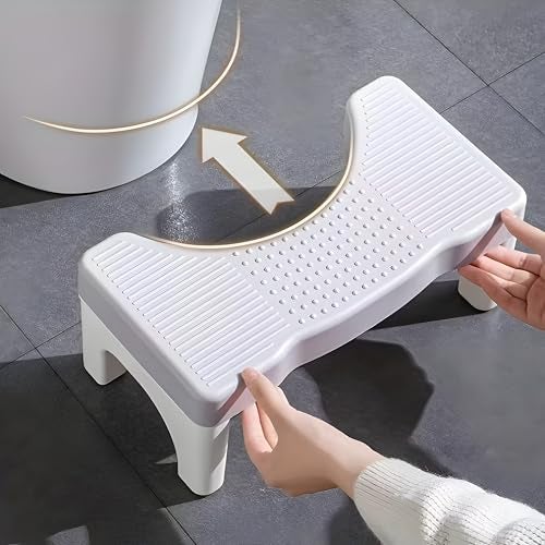 CLAPONE Toilet Stool Bathroom/Bathroom/Stool for Adults/Plastic Potty Step Stool/Anti Constipation Western Toilet/Potty/Footstool Anti-Slip/Combord/Leg Rest/Steps Western/Foot Rest(White, 2 Pcs) - Image 1