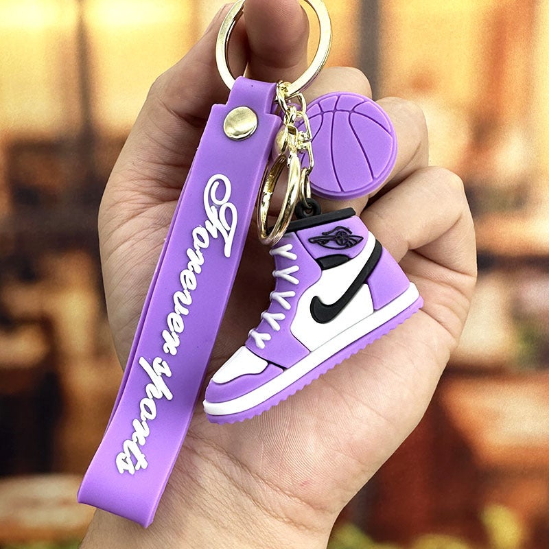 Couples Sneaker Keychain 3D AJ Car Keyring AJ purple shoes (individually wrapped)