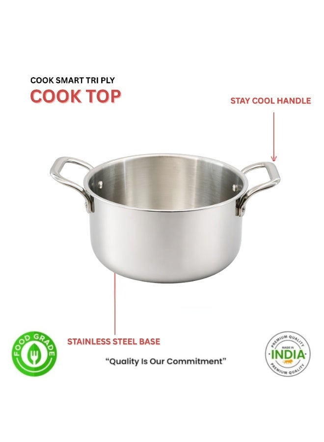 URTRUST UR SERVING PARTNER URTRUST Tri-Ply Stainless Steel Cook Pot without Lid – Stay Cool Handles – Induction & Gas Compatible – Premium 18/10 Steel (Diameter: 28 cm | Capacity: 12.5 L) - Image 3
