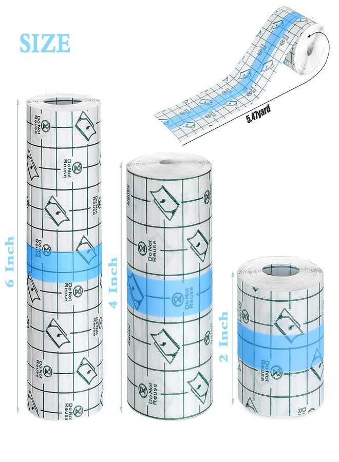 EPDPLAY 3 Rolls Transparent Stretch Adhesive Bandage, Waterproof Clear Film Dressing Bandages, Waterproof Bandages Post Surgical Shower Shield Dressing Tape for Tattoos Swimming (2 Inch, 4 Inch, 6 Inch - Image 2