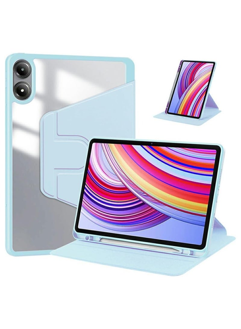 VKL Case Compatible with Xiaomi Redmi Pad Pro 12.1 inch 2024 Released, PU Leather Case Protective Cover with rotating stand/pen slot/Anti-scratch for Xiaomi Redmi Pad Pro (Blue)