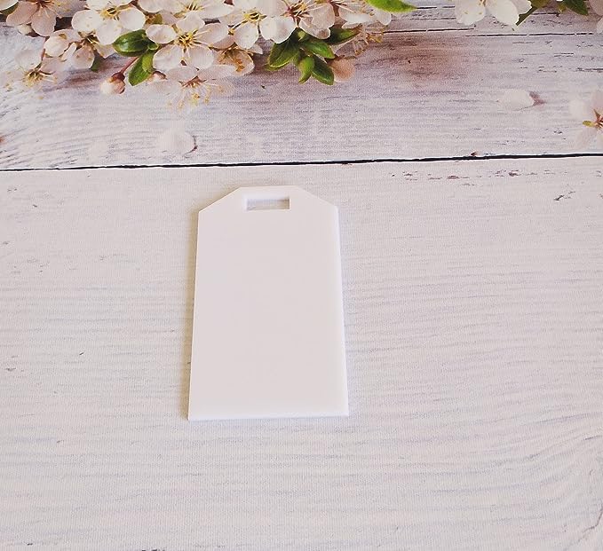 Anistuff 10pcs Acrylic Laser Cut Reserved Tags，Luggage Tag Wedding Place Cards，Acrylic Reserve Seating Tag，Blank Acrylic Keychain (White) - Image 5