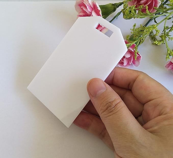 Anistuff 10pcs Acrylic Laser Cut Reserved Tags，Luggage Tag Wedding Place Cards，Acrylic Reserve Seating Tag，Blank Acrylic Keychain (White) - Image 1