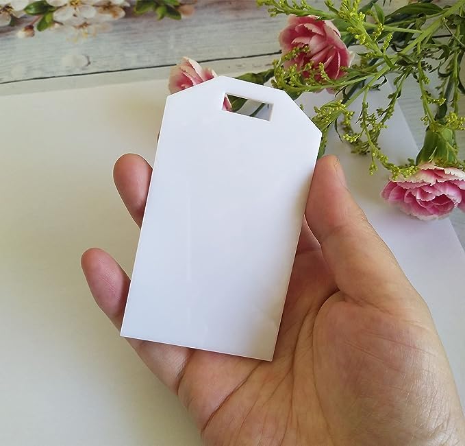Anistuff 10pcs Acrylic Laser Cut Reserved Tags，Luggage Tag Wedding Place Cards，Acrylic Reserve Seating Tag，Blank Acrylic Keychain (White) - Image 3