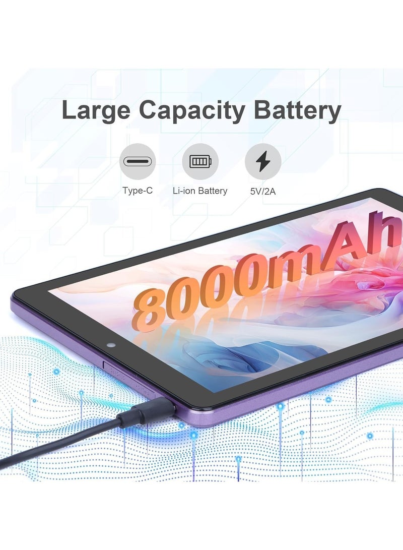 REBENUO 9" Smart Tablet PC Android Kids Tab IPS Display Single SIM 5G LTE 8GB RAM 256GB ROM WiFi Zoom and Tiktok Supported with Protective Case (Purple) - Image 4