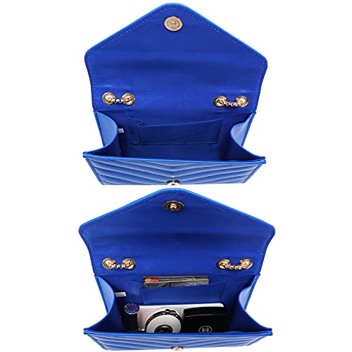 Dasein Women Small Quilted Crossbody Bags Stylish Designer Evening Bag Clutch Purses and Handbags with Chain Shoulder Strap (Royal Blue) - Image 5