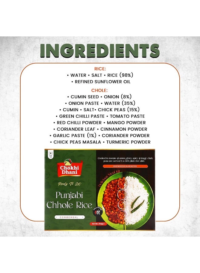 Chokhi Dhani Punjabi Chole Rice 350 gm | Ready to Eat Meal | Just Heat & Eat | Microwaveable | Stove Top or Hot Water | Ready in 2 Minutes - Image 3