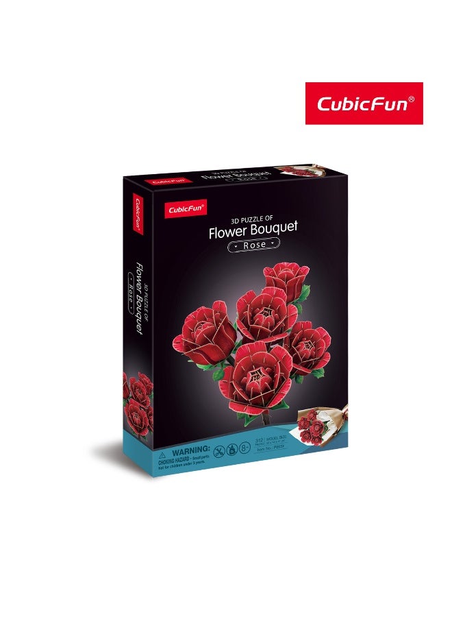 CubicFun 3D Puzzle Rose Flower Bouquet 265-Pieces | No-Glue or Scissors Needed! | Building Kit | Puzzle for Adults | Challenging Puzzle | Arts & Crafts | Perfect for Stress Reliever and Puzzle Lovers - Image 1