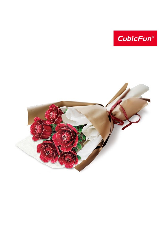 CubicFun 3D Puzzle Rose Flower Bouquet 265-Pieces | No-Glue or Scissors Needed! | Building Kit | Puzzle for Adults | Challenging Puzzle | Arts & Crafts | Perfect for Stress Reliever and Puzzle Lovers - Image 2
