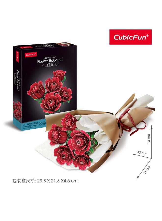 CubicFun 3D Puzzle Rose Flower Bouquet 265-Pieces | No-Glue or Scissors Needed! | Building Kit | Puzzle for Adults | Challenging Puzzle | Arts & Crafts | Perfect for Stress Reliever and Puzzle Lovers - Image 3