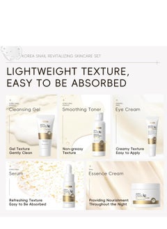 Laikou Korean Snail Skin Care Set - All About Snail Mucin Kit, Travel-Friendly Skin Care Kit with Cleanser, Toner, Serum, Eye Cream, Face Cream, Facial Kit for Women & Girls Hydrating Skin (5Pcs)  - Image 4