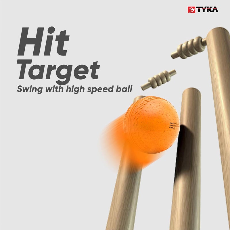 TYKA Cricket Ball Heavy Gravix Moisture Resistant 145± GMS - Eco-Friendly Training Ball | All Weather Durable Performance | True Bounce, Engineered Power (All Levels) Pack of 3 (Yellow) - Image 5