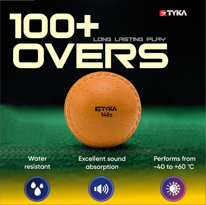 TYKA Cricket Ball Heavy Gravix Moisture Resistant 145± GMS - Eco-Friendly Training Ball | All Weather Durable Performance | True Bounce, Engineered Power (All Levels) Pack of 3 (Yellow) - Image 3