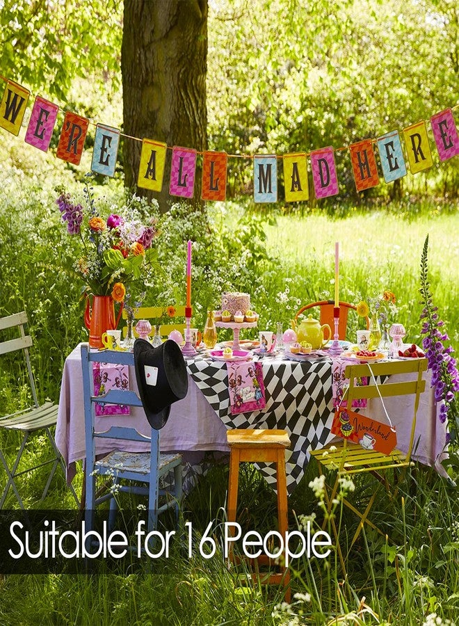 Talking Tables | Alice in Wonderland Party Decorations for 16 Guests | Mad Hatter Onderland 1st First Birthday Afternoon Tea Party Supplies Reversible Bunting Paper Plates Napkins Cups Table Cover - Image 2