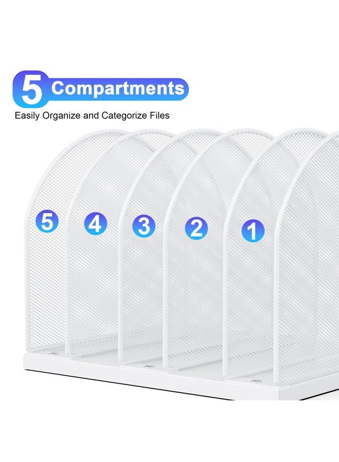 gianotter Desktop File Organizer, Desk Organizer with 5 Compartments, Paper Organizer for Desk, Workspace Organizers for Office Supplies (White) - Image 5