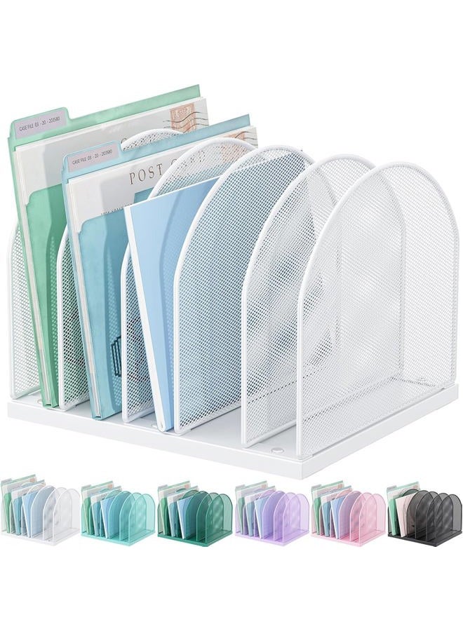 gianotter Desktop File Organizer, Desk Organizer with 5 Compartments, Paper Organizer for Desk, Workspace Organizers for Office Supplies (White) - Image 1