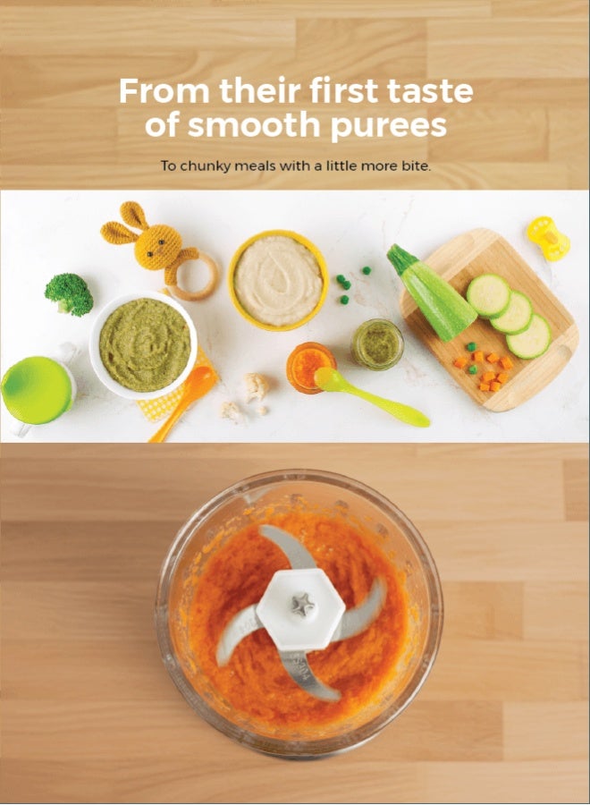 زينيث خلاط طعام أطفال زينيتو صغير - قوي ومدمج (BPA-Free) | تحضير وجبات طازجة، هريس وعصائر، زر تشغيل واحد للخضار والفواكه - Image 4