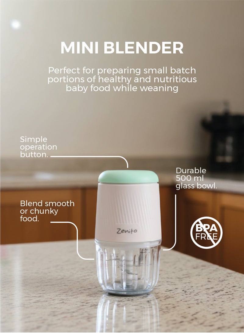 Zenito Mini Baby Food Blender - Fresh Meal Prep-Baby Food Processor Glass Set, Mini Infant Food Maker Blender Machine with 8 Blades And Grinding Disc, Small Blender - Image 3