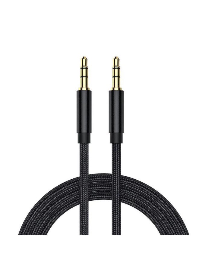 Generic 3.5mm Male To Mother Car AUX Audio Line Audio Sound Card Accompaniment Adapter Headset Extension Cord Manufacturers Wholesale-Color:Male-to-male Black Three Sections (bare Wire)-Length:1.5 M  - Image 1
