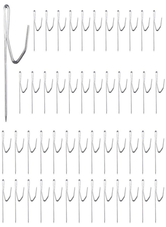 Kowibcl Curtain Hooks for Drapes, Drapery Hook Pins for Window Curtain, Door Curtain and Shower Curtain, Silver (50 Pieces) - Image 1