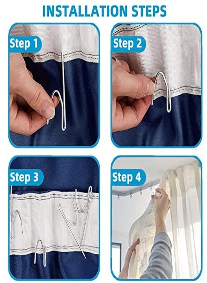 Kowibcl Curtain Hooks for Drapes, Drapery Hook Pins for Window Curtain, Door Curtain and Shower Curtain, Silver (50 Pieces) - Image 2
