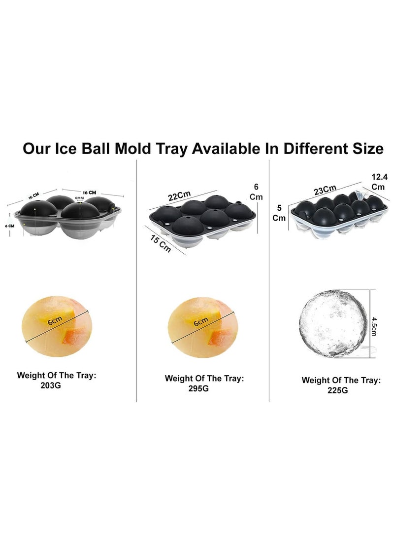 Karp KARP Premium Imported Ice Ball Maker | Silicone 6 Cavity Easy Release 6Cm Round Whiskey Mould with Lid & Funnel for Cocktail & Bourbon - (Color-Black, Weight-300Grams)  - Image 2
