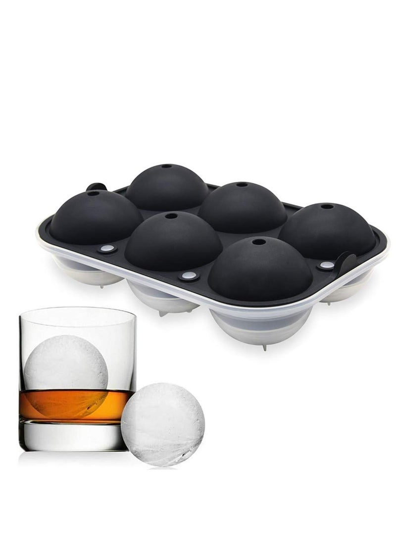 Karp KARP Premium Imported Ice Ball Maker | Silicone 6 Cavity Easy Release 6Cm Round Whiskey Mould with Lid & Funnel for Cocktail & Bourbon - (Color-Black, Weight-300Grams)  - Image 1