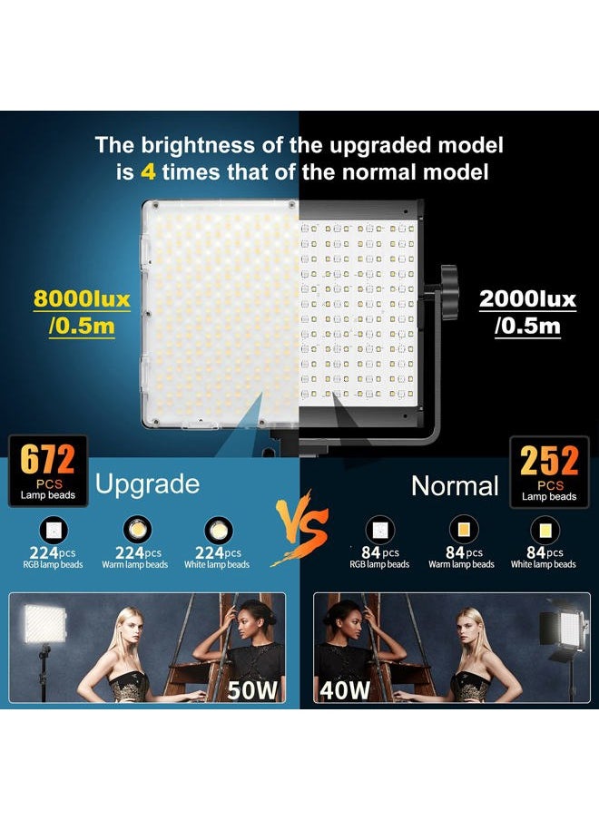 GVM Great Video Maker GVM RGB LED Video Lights Photography Lighting Kit, 50W Bi-Color 3200K-5600K Studio Lights, 2-Packs 672 Led Beads APP Control Film Lights Panels for Videography/Streaming/Gaming/YouTube CRI 97+  - Image 4