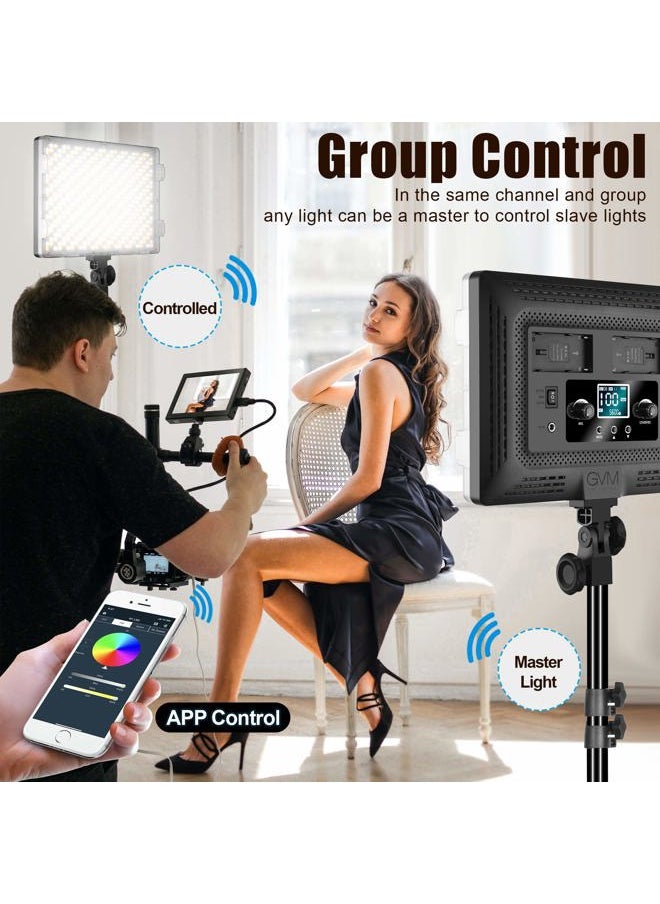 GVM Great Video Maker GVM RGB LED Video Lights Photography Lighting Kit, 50W Bi-Color 3200K-5600K Studio Lights, 2-Packs 672 Led Beads APP Control Film Lights Panels for Videography/Streaming/Gaming/YouTube CRI 97+  - Image 5
