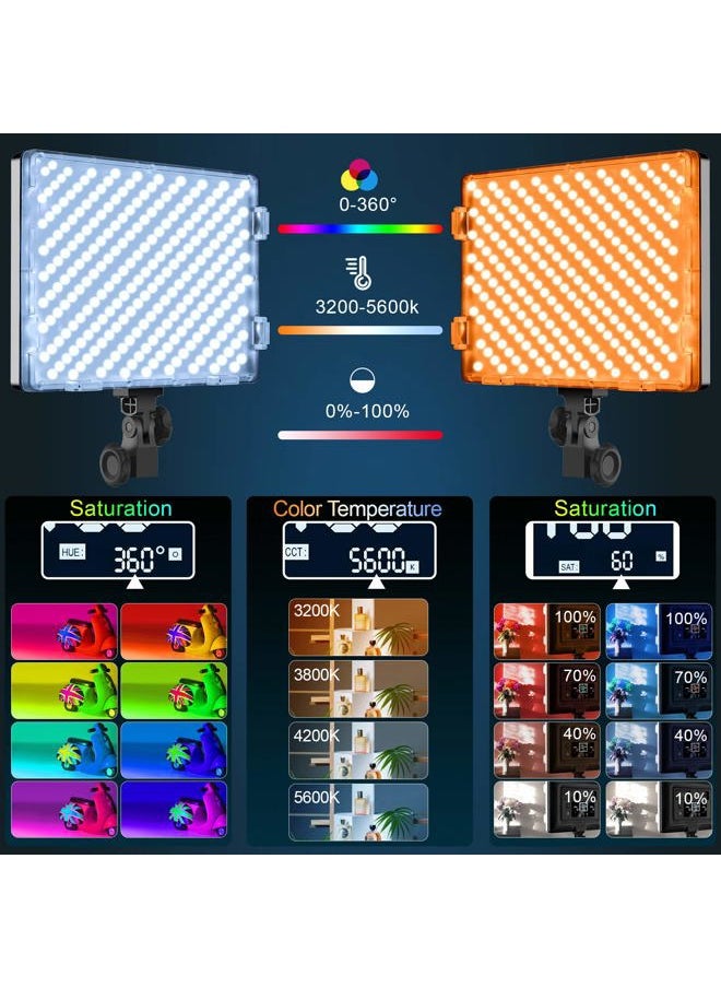 GVM Great Video Maker GVM RGB LED Video Lights Photography Lighting Kit, 50W Bi-Color 3200K-5600K Studio Lights, 2-Packs 672 Led Beads APP Control Film Lights Panels for Videography/Streaming/Gaming/YouTube CRI 97+  - Image 3