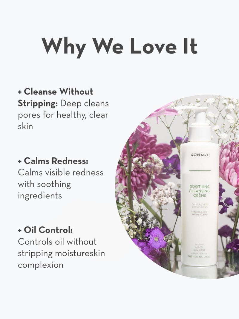 SONAGE Soothing Cleansing Cream | Gentle Daily Face Wash & Makeup Remover For Sensitive Skin | Balances, Soothes & Cleanses - Image 3