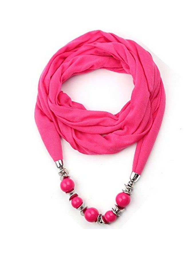 MAC LAWRENCE MAC LAWRENCE Fashion Long Beads Pendant Scarf Necklace for Women and Girls (Rose Red) - Image 1