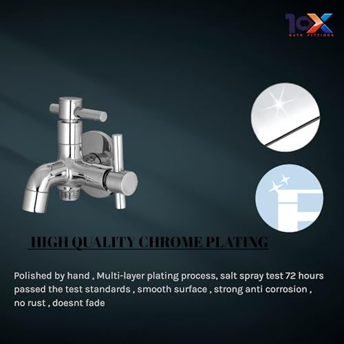 10x Brass Polished Two in One Trim Bib Tap , silver - Image 3