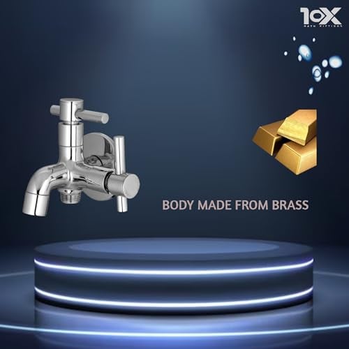 10x Brass Polished Two in One Trim Bib Tap , silver - Image 4
