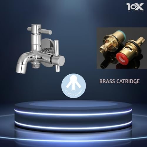 10x Brass Polished Two in One Trim Bib Tap , silver - Image 5