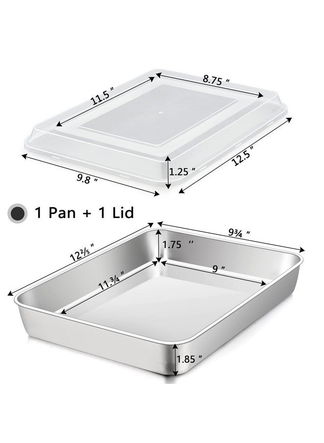 TeamFar Lasagna Pan with Lid, 12⅖’’ x 9¾’’ x 2’’, Stainless Steel Rectangular Baking Cake Pan, Heavy Duty & Non-Toxic, Deep & Visible, Brushed Finish & Dishwasher Safe- (1 Pan+1 Lid) - Image 2