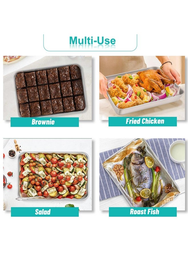 TeamFar Lasagna Pan with Lid, 12⅖’’ x 9¾’’ x 2’’, Stainless Steel Rectangular Baking Cake Pan, Heavy Duty & Non-Toxic, Deep & Visible, Brushed Finish & Dishwasher Safe- (1 Pan+1 Lid) - Image 5