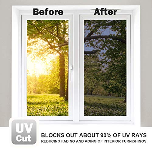 WPCTEV One Way Mirror Window Film Daytime Privacy Heat Control Film Solar Film Non-Adhesive Window Tint for Home and Office Blue & Silver 6 Mil 17.5 Inch x 16.4 Feet - Image 5