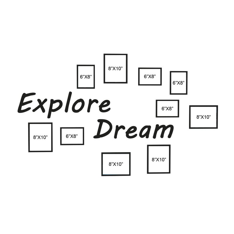 Random RANDOM Photo Frame For Wall Set of 10 3D Collage photo frames with EXPLORE DREAM Plaque For Home Decoration, Wall Decor (8"X10"=5pcs,6"x8"=5pcs)  - Image 3