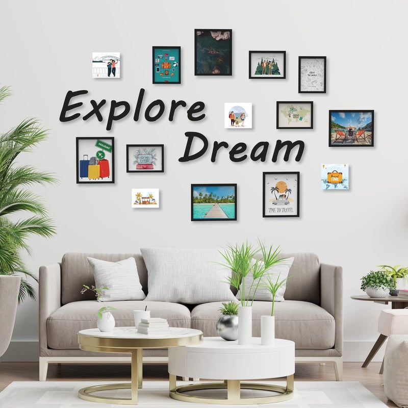 Random RANDOM Photo Frame For Wall Set of 10 3D Collage photo frames with EXPLORE DREAM Plaque For Home Decoration, Wall Decor (8"X10"=5pcs,6"x8"=5pcs)  - Image 2