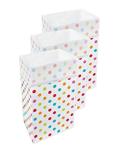 Clean Cubes 30 Gallon Disposable Trash Cans 3Pack with Fitted Trash Bags  Reusable Garbage and Recycling Bins for Parties Events and More Polka Dot  30 Height x 17 Width x 14 Depth