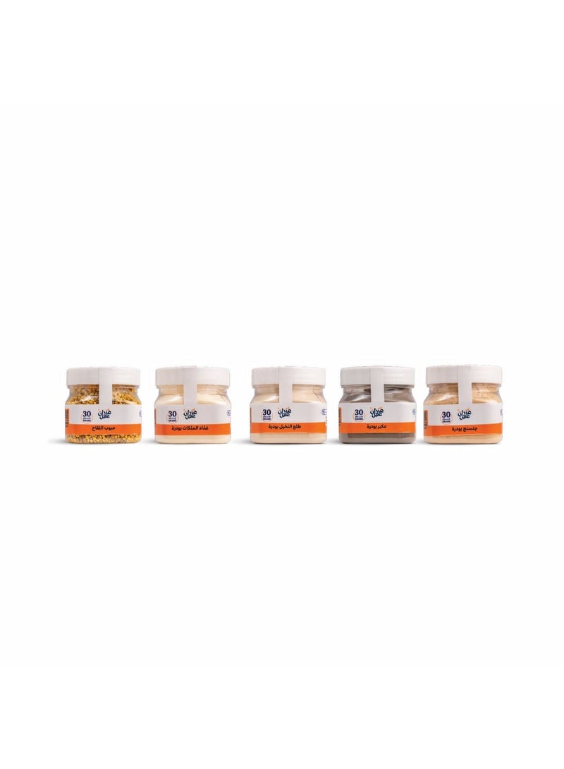 Azran honey Natural Bee Products 30g | Bee Pollen | Royal Jelly | Propolis | Date Palm Pollen | Ginseng | High Quality | Free from Artificial Additives - Image 2