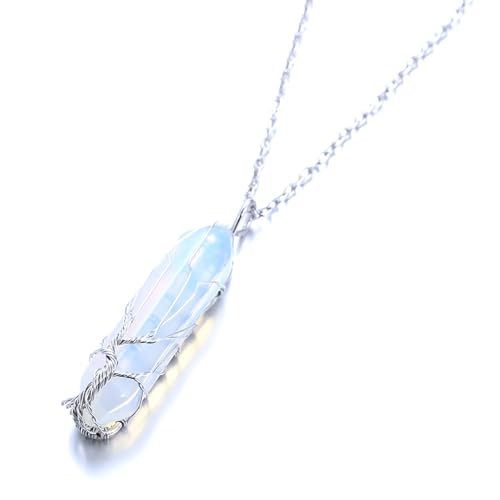 Halukakah Moonstone Necklace - LUNARLOVE - Handmade Platinum Plated Winding Tree of Life Wire, Natural Crystal Hexagonal Shape Pendant and 20" Chain, Gift for Her - Image 2